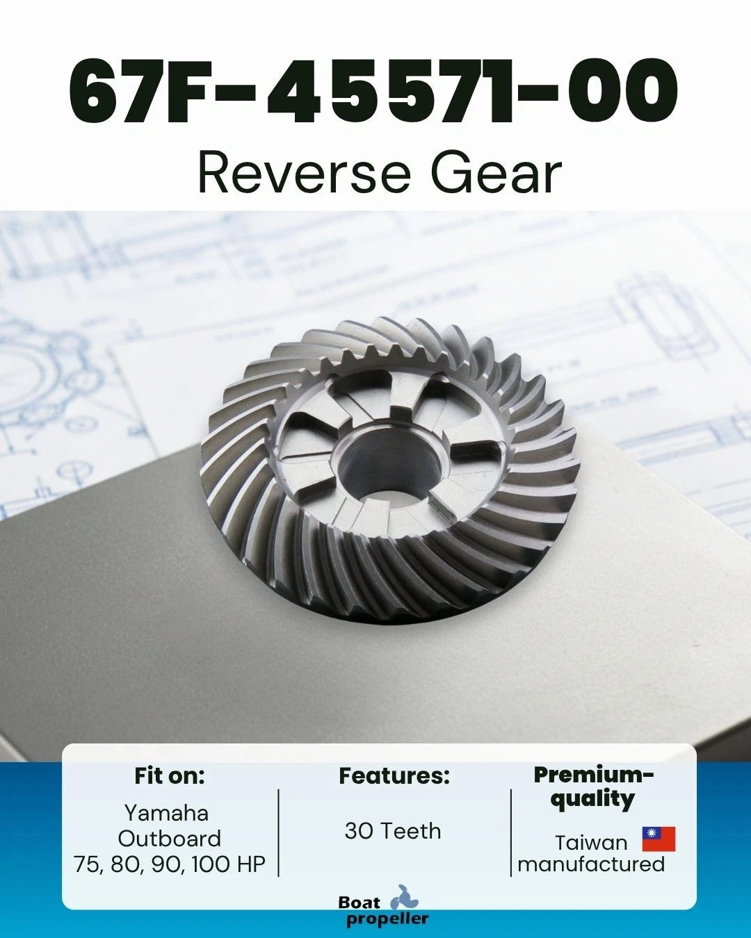 Reverse Gear 67F-45570-00 67F-45571 for Yamaha Outboard (75-100 HP)