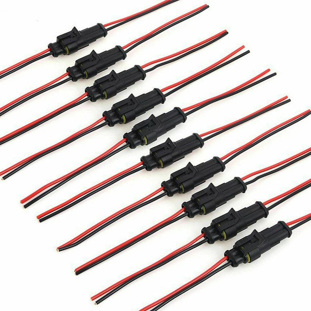 Set of 10 Wire Connector Plugs 12V 2Pin Amp/Tyco Male Housing