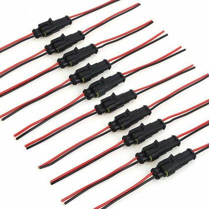 Set of 10 Wire Connector Plugs 12V 2Pin Amp/Tyco Male Housing