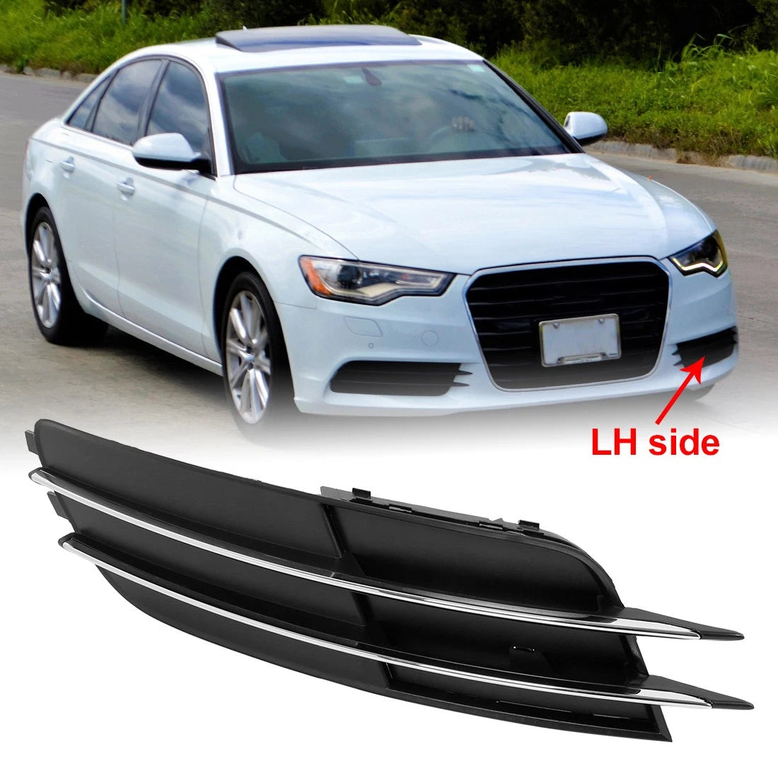 Front Left Bumper Grille Cover Trim Replacement for Audi A6 Quattro 2013–2014