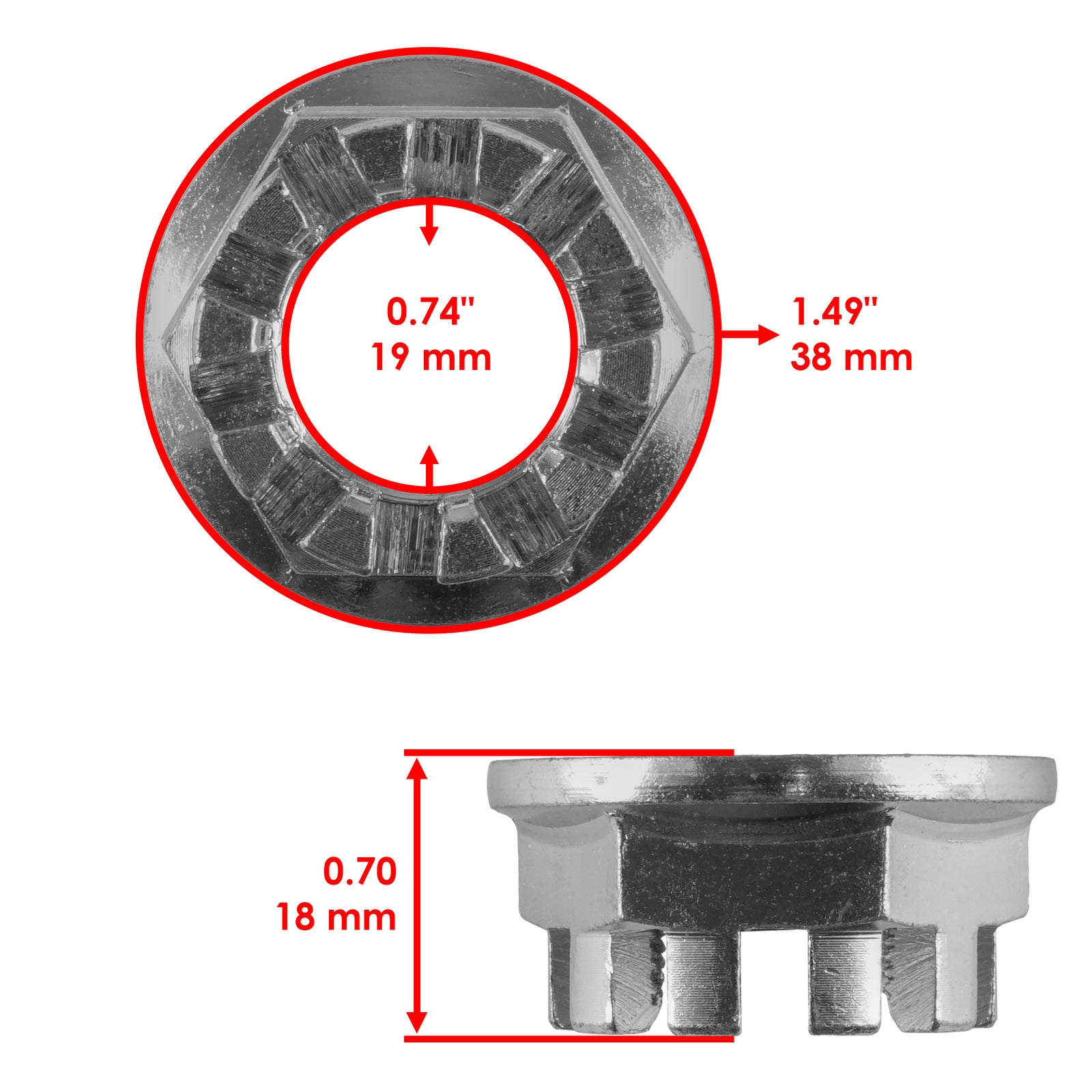 Front Axle Nut With Pin for Honda TRX500FM Foreman Rubicon 500 (2016–2017)