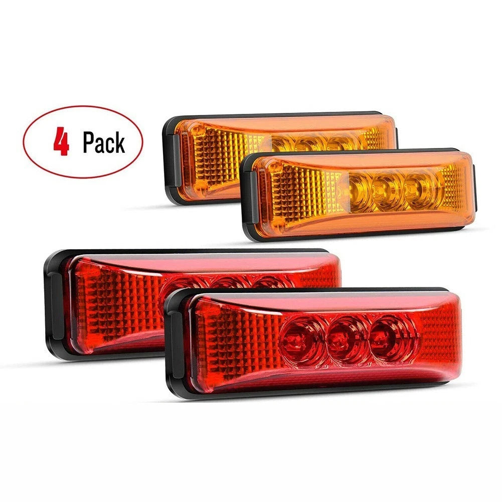 Set of 4 Red Amber Marker Lights for 12-24V Vehicles