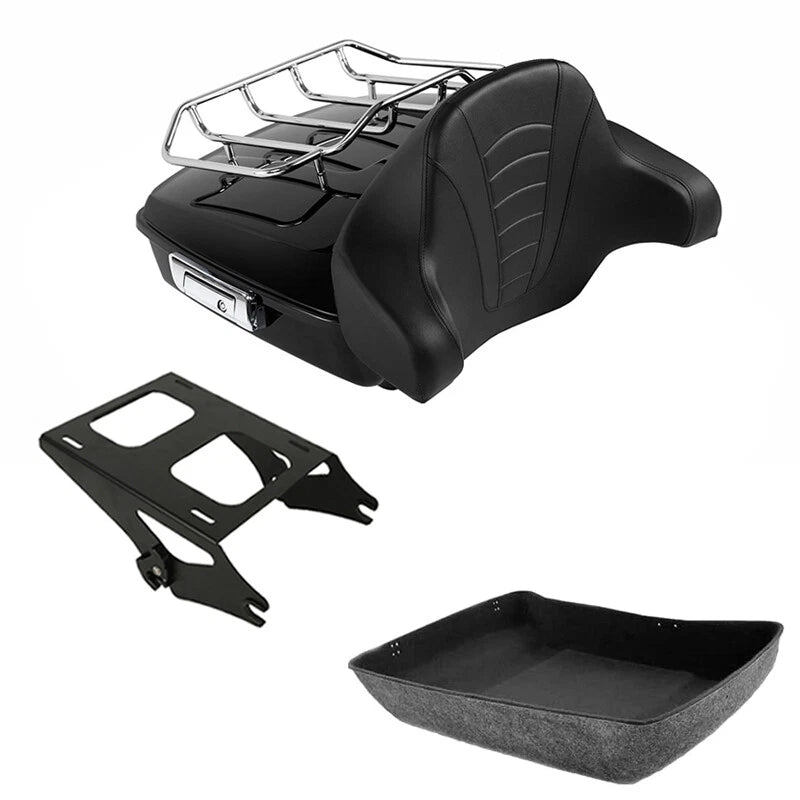 Chopped Trunk Backrest 2-Up Mount Rack for Harley Touring Road Glide (2014–2026)