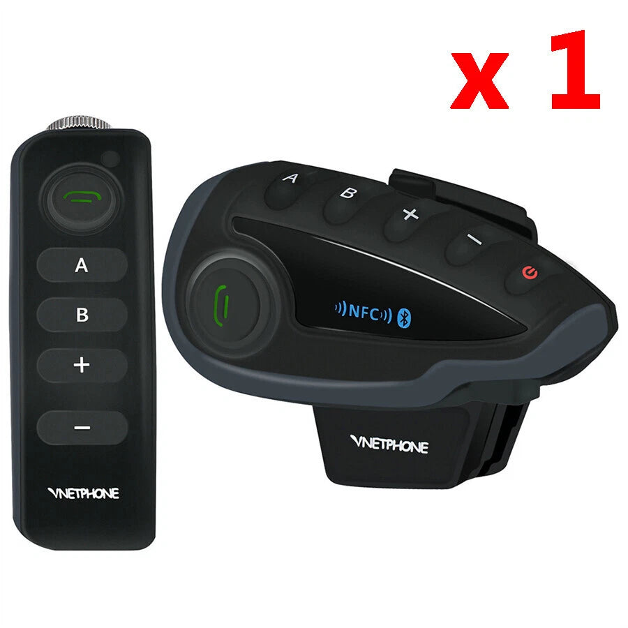 1200M Bluetooth Intercom Motorcycle Helmet Interphone Headset NFC Remote Control