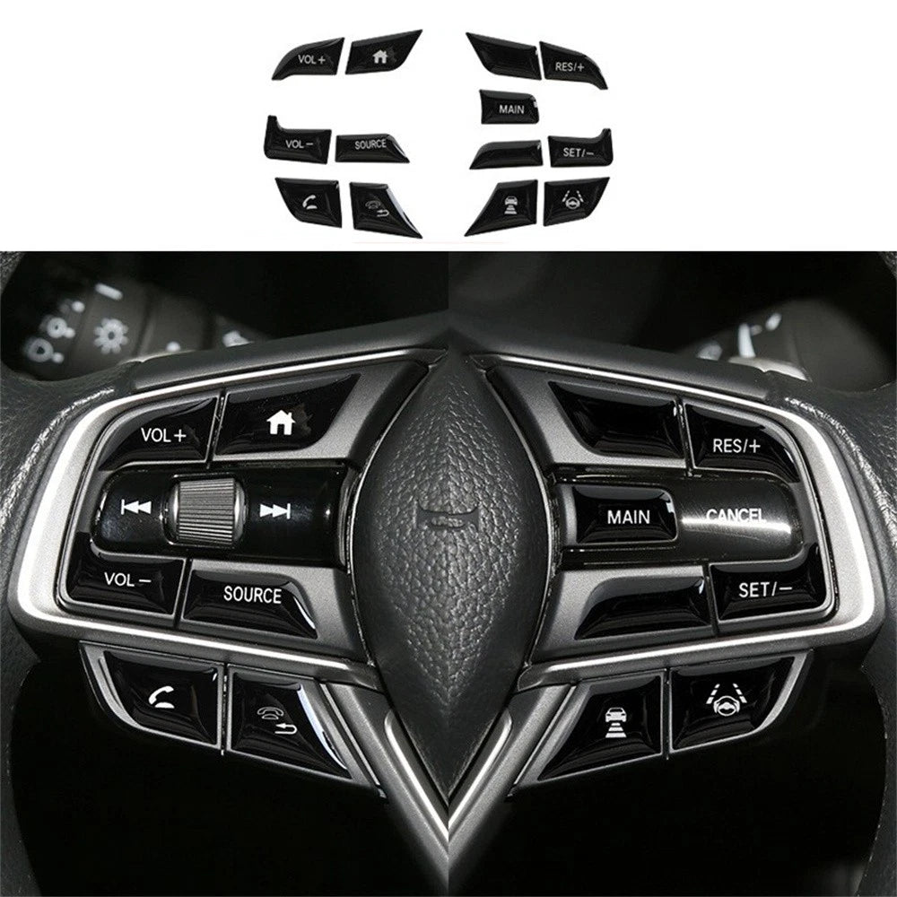 Glossy Black Steering Wheel Button Frame Trim Covers for Honda Accord (2018–2021)