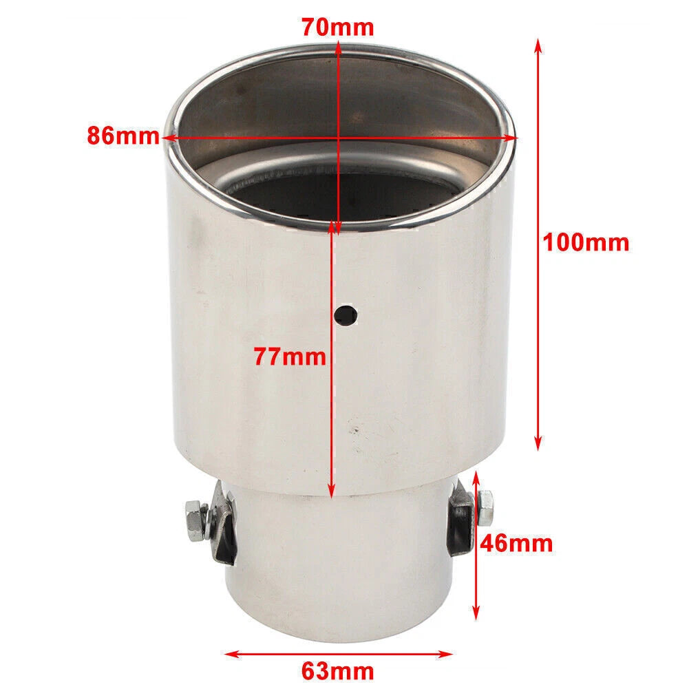 Round Exhaust Pipe Tail Muffler Tip for Universal Fit (2X, Silver)