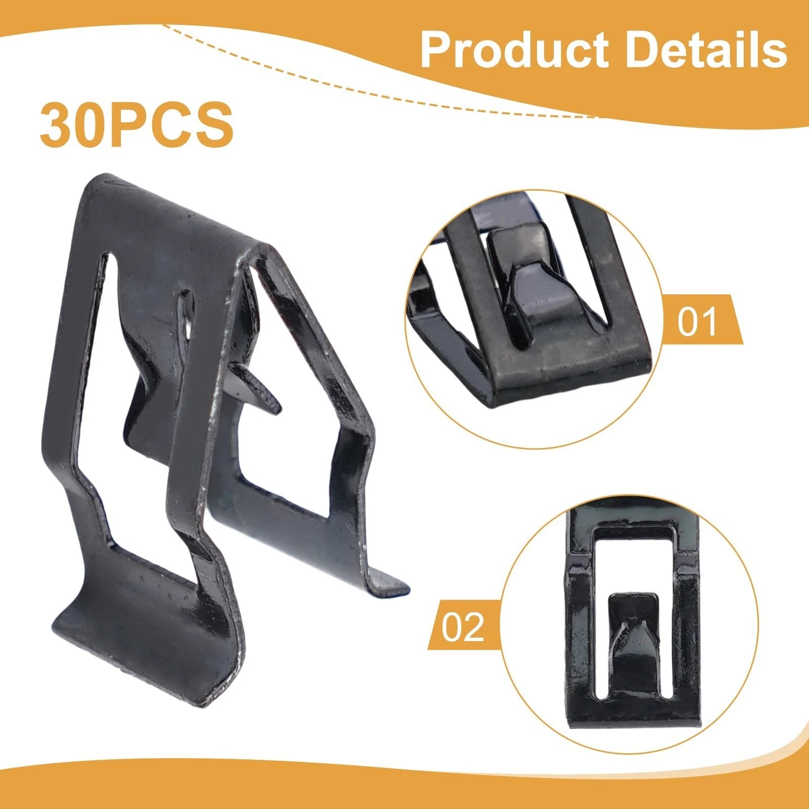 30Pcs Metal Retainer Clips for Car Front Console (Universal Fit)