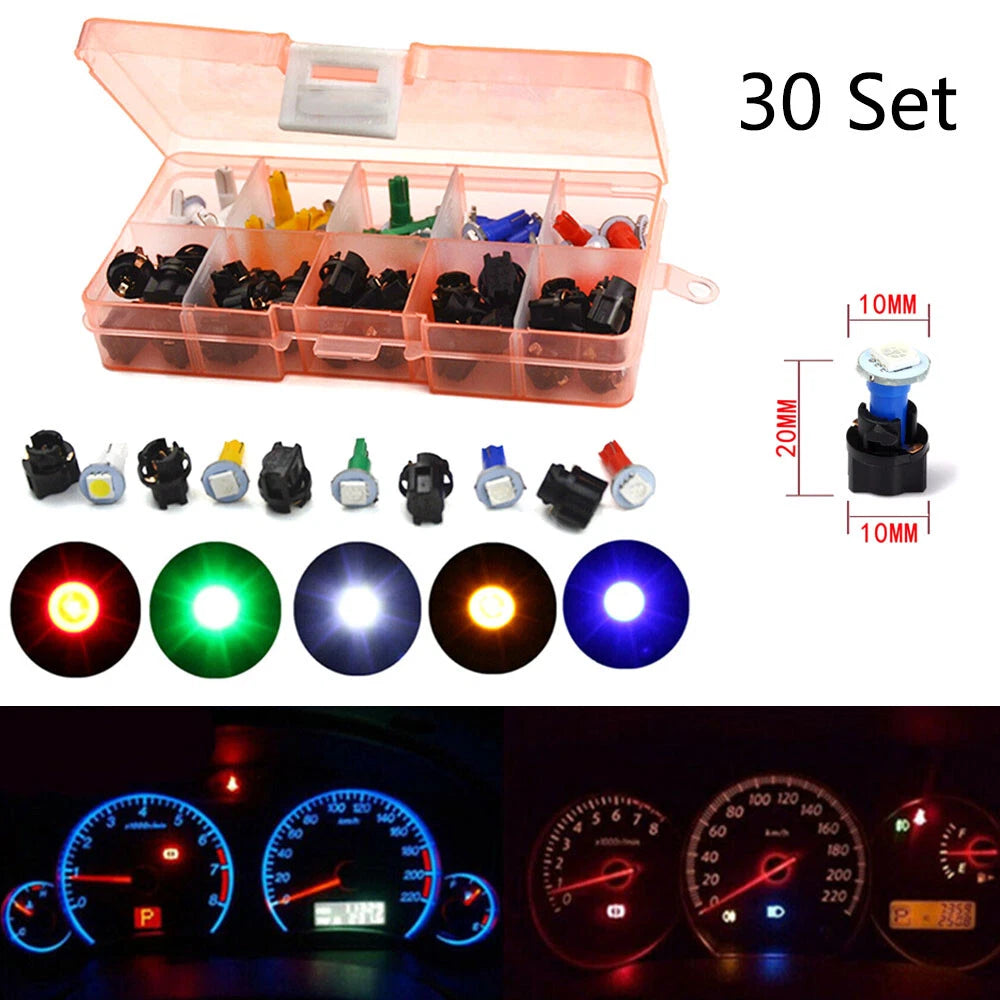 Set of 30 T5 Instrument Panel Light Bulb Socket for Car Dash LED
