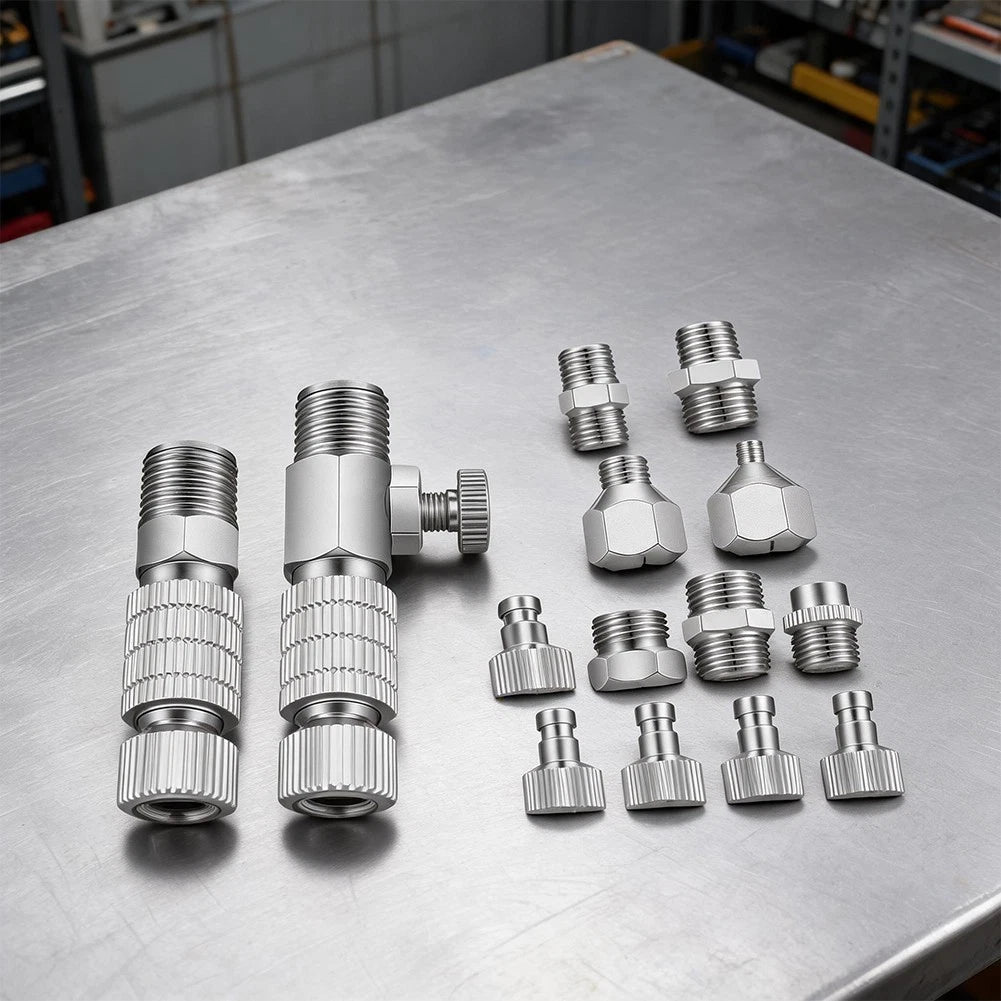 14-Piece Airbrush Fitting Kit with 1/8" & 1/4" Male/Female Options