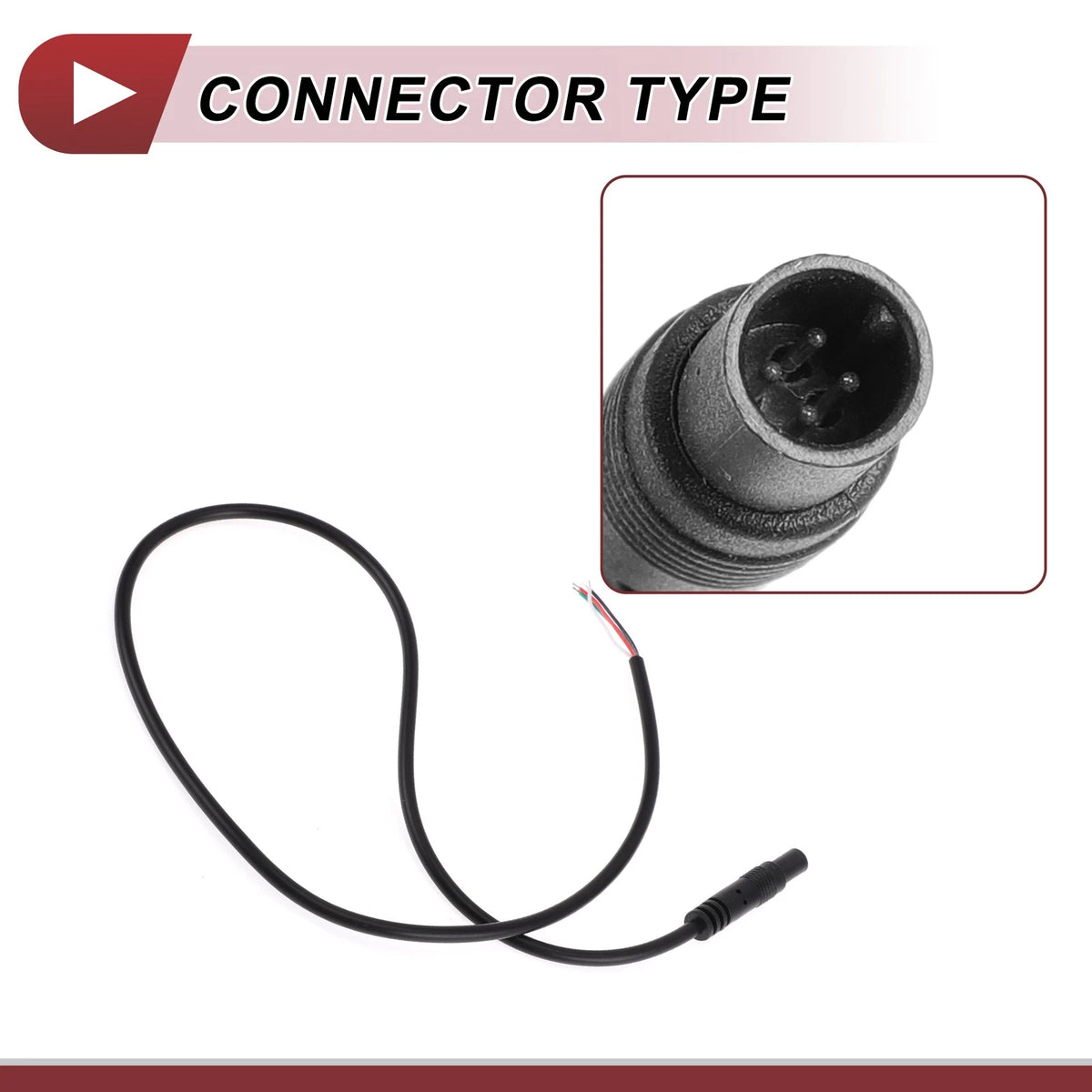 Set of 2 Reverse Rear View Parking Camera Video Cables 4Pin Male 0.5m