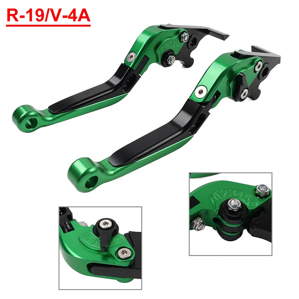 CNC Extendable Brake Clutch Levers for Yamaha YZF R1 (2009–2014) Green