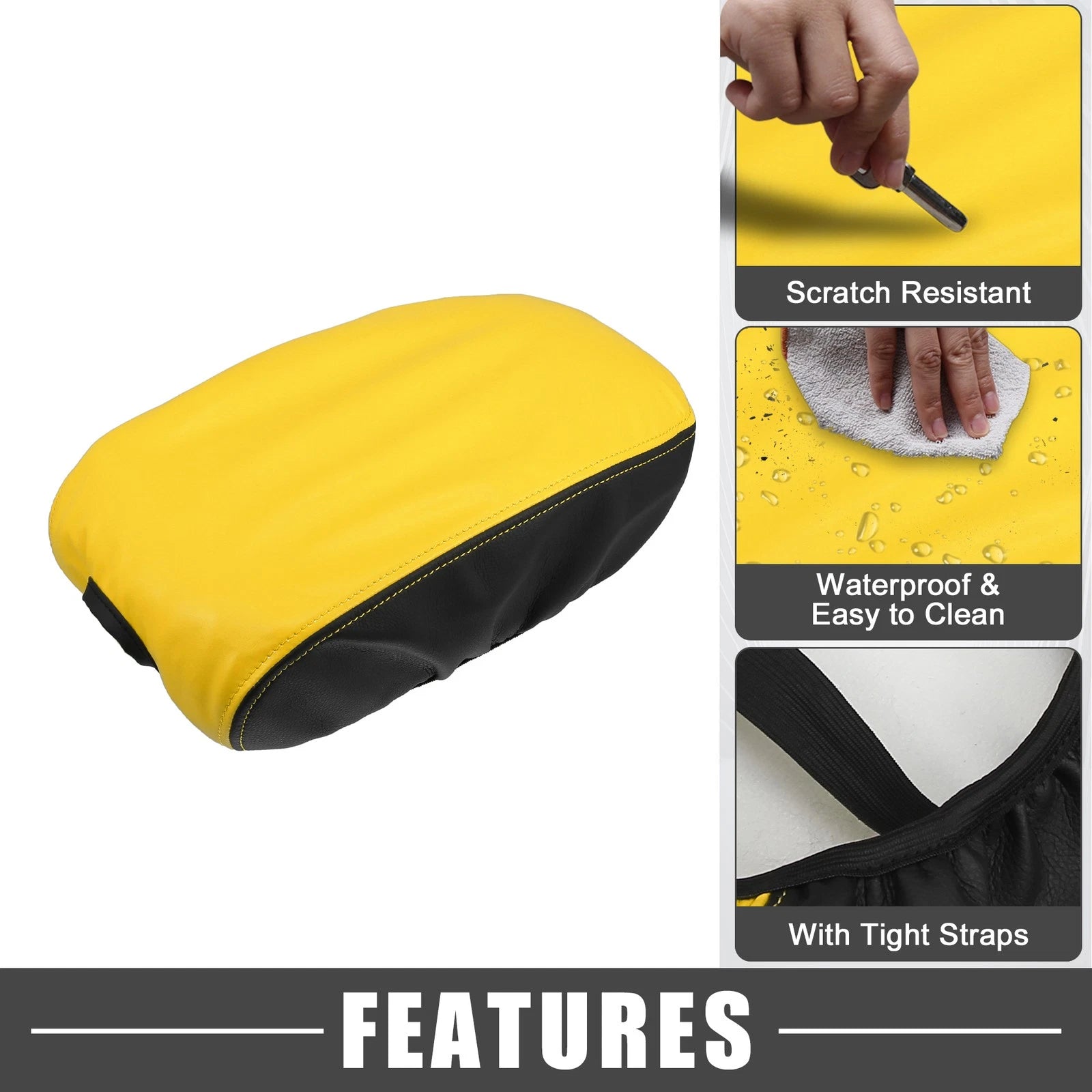 Center Console Armrest Pad Cover for Dodge Charger 2015–2022 Black Yellow
