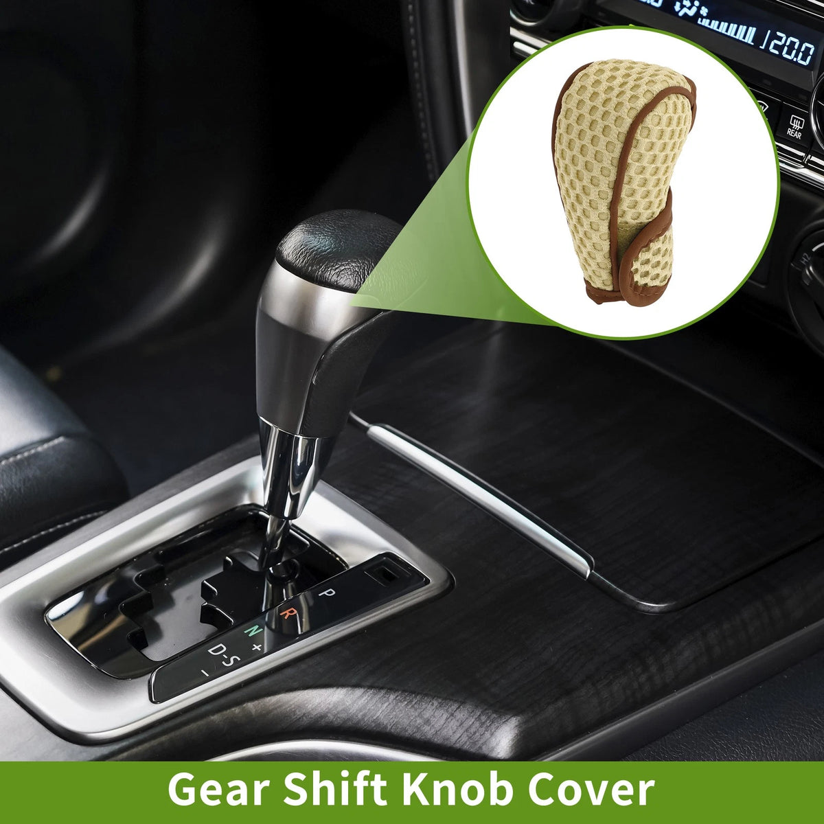 Gear Shift Knob Cover for Universal Car SUV Truck - Beige Fabric