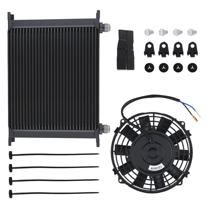 30 Row 10AN Oil Cooler with 7" Fan for Universal Modified Vehicle