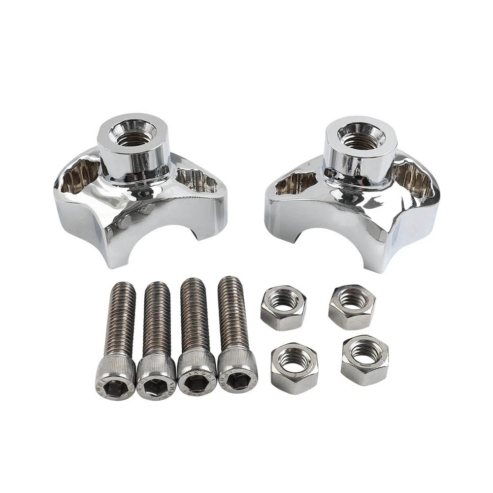 CNC 1" Handlebar 1-1/2" Risers w/Mount Screws Chrome for Harley Davidson