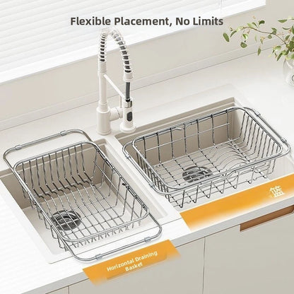 Adjustable Stainless Steel Sink Drain Basket for Efficient Dish Drying