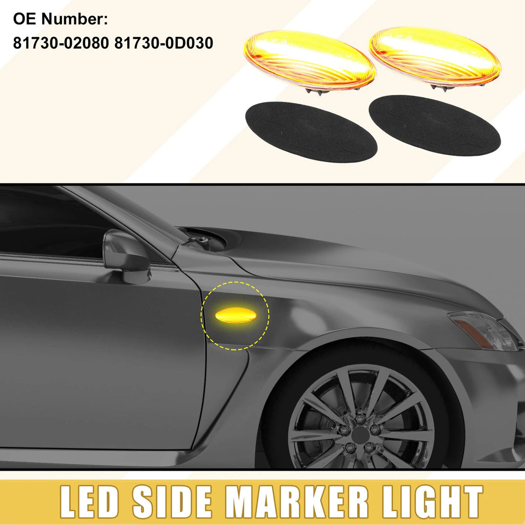Front LED Side Marker Light for Toyota Yaris Clear Amber (2012–2019)