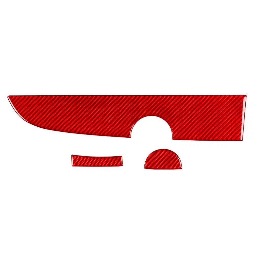 3pcs Dashboard Panel Cover for Fiat 500 (2012–2015) Carbon Fiber RHD Red