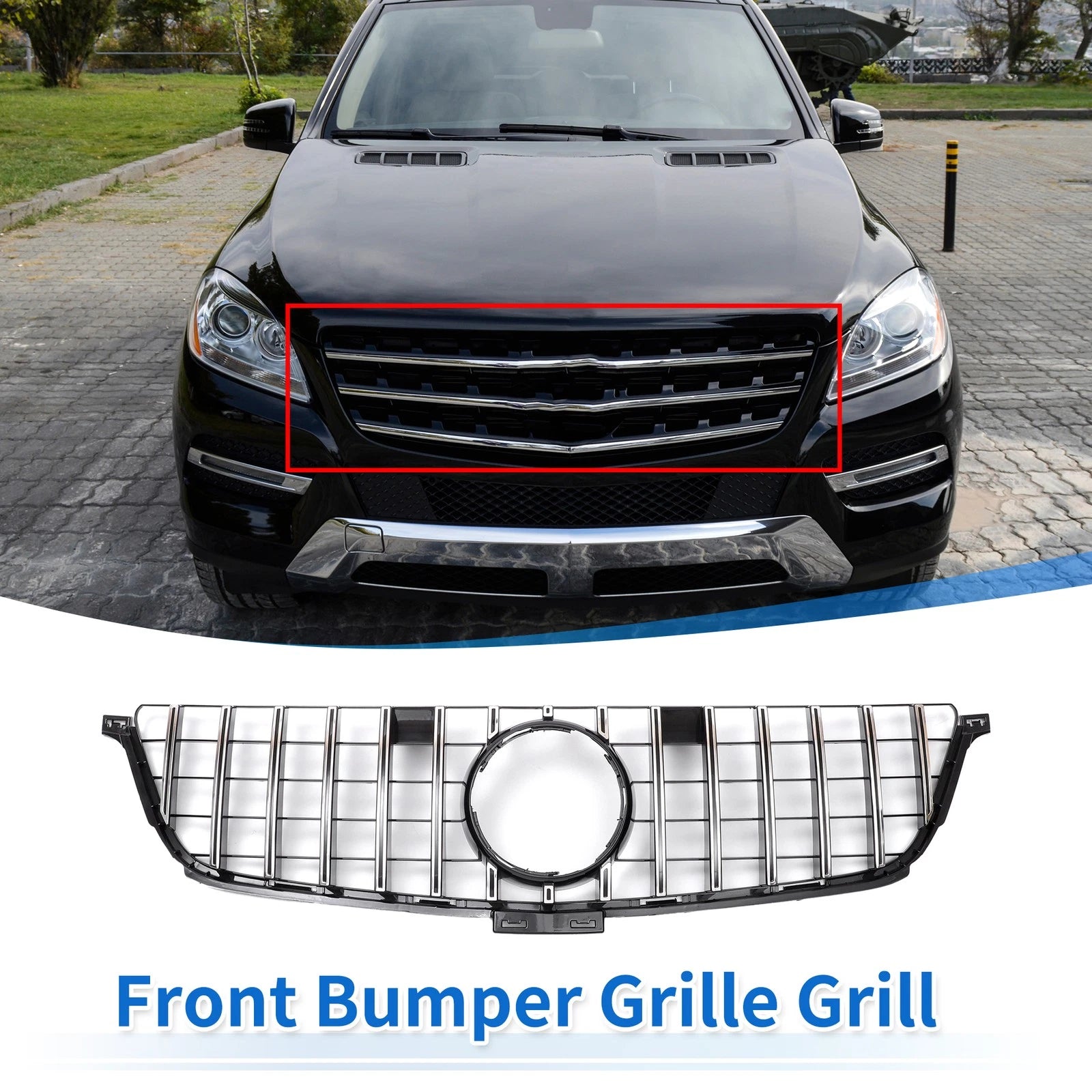 Front Upper Bumper Grille for Mercedes-Benz ML250 (2015–2015) Chrome