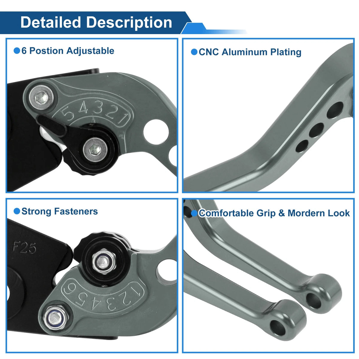 6 Position Adjustable Brake Clutch Levers for Kawasaki Ninja 400R (2018–2023)