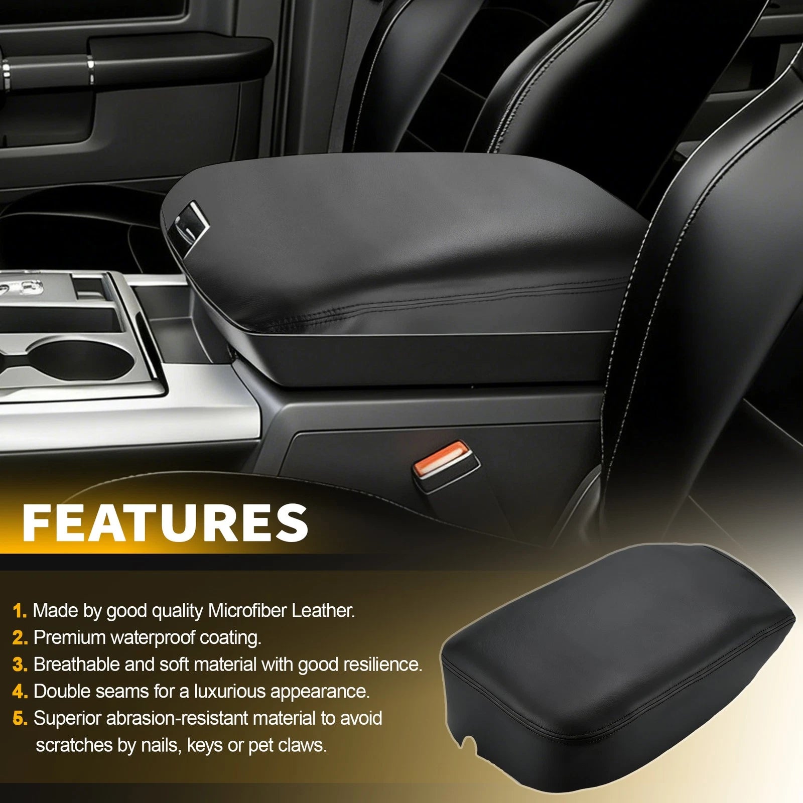 Console Lid Armrest Leather Cover for Dodge Ram 1500 2500 3500 (2009–2012)
