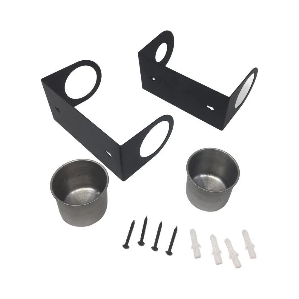 Set of 2 Black Iron Wall Mount Funnel Storage Rack with 300ml Trays