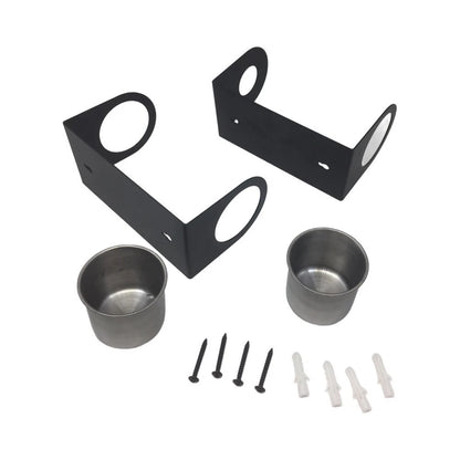 Set of 2 Black Iron Wall Mount Funnel Storage Rack with 300ml Trays