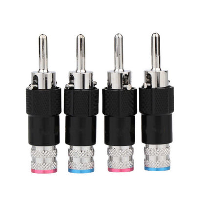 Set of 4 Brass Double Screw Locking Banana Adapter Plugs for HIFI Cable