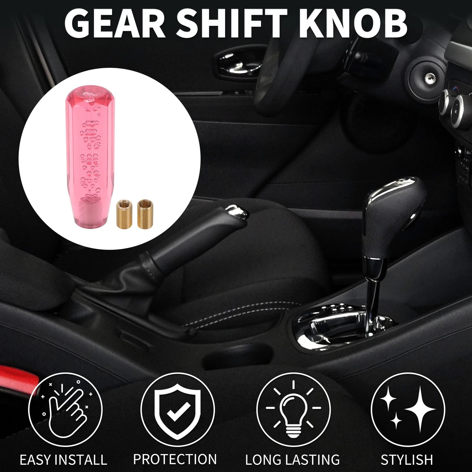 Shift Knob Set of 2 for Universal Vehicles (15cm Octagonal Crystal)