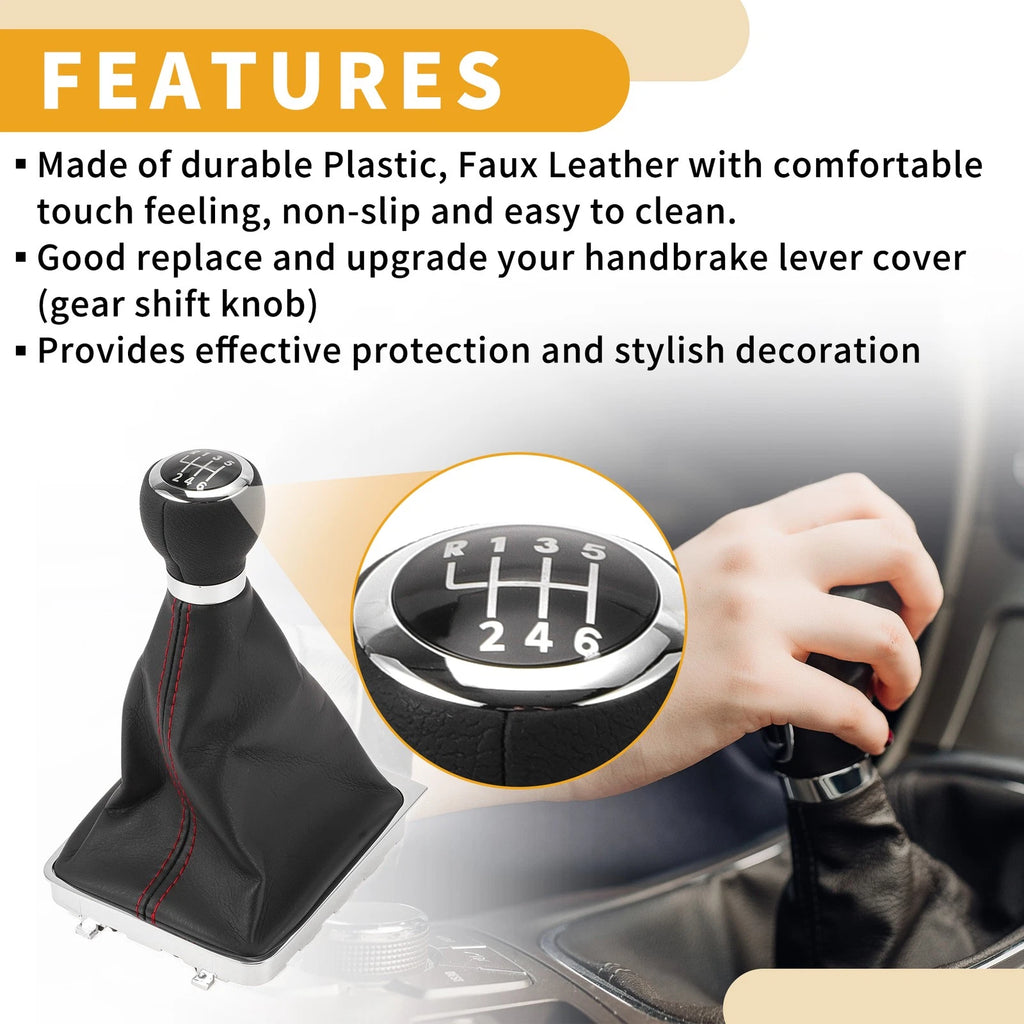 6 Speed Gear Shifter Knob Replacement with Cover for VW Passat (2006–2010)