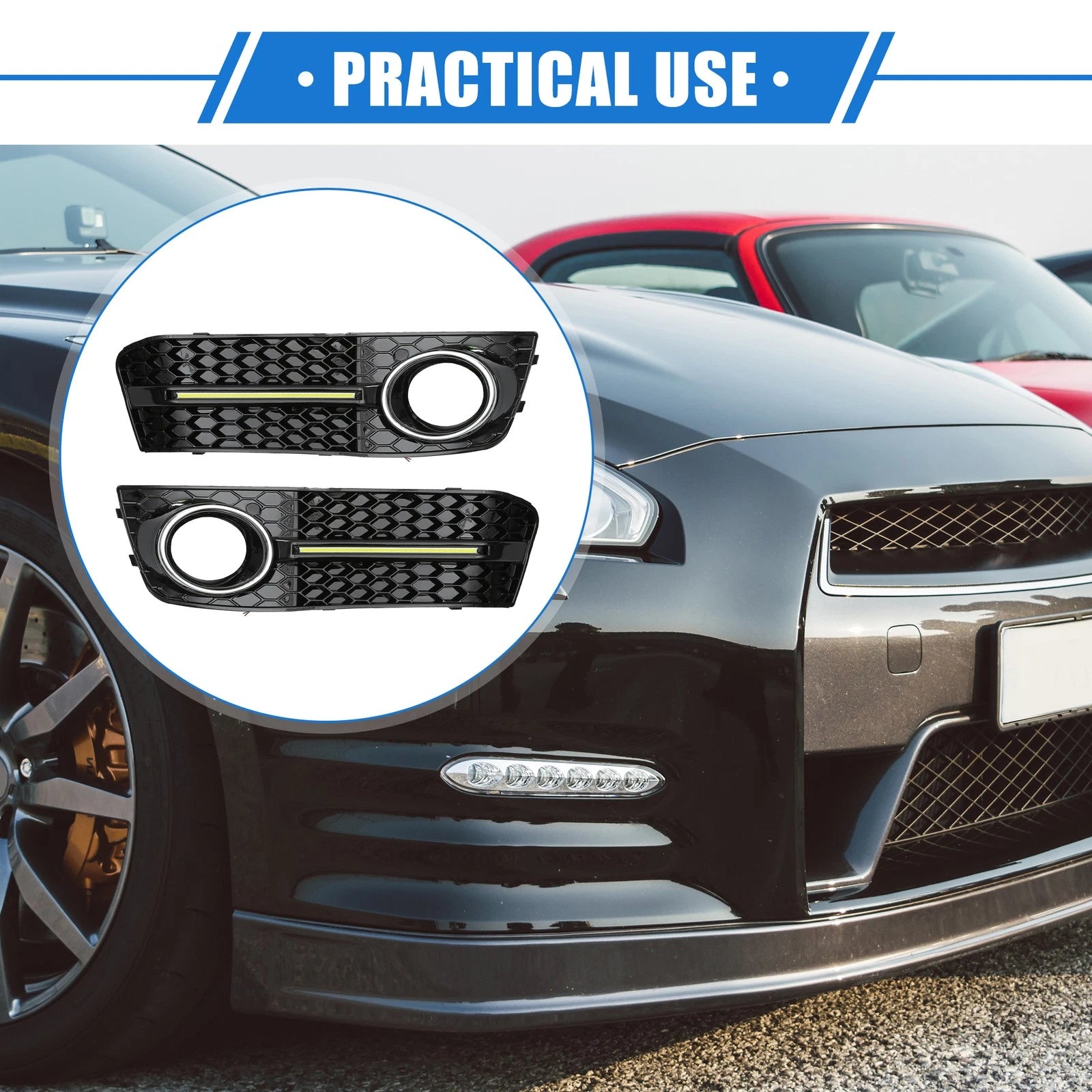 Front Bumper Grille Fog Light Pair with LED for Audi A4 B8 (2009–2011)