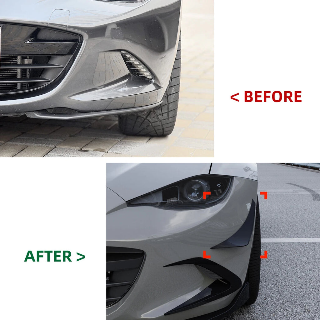 Carbon Look Front Bumper Side Fender Splitter Fin for Mazda MX-5 Miata (2016–2023)