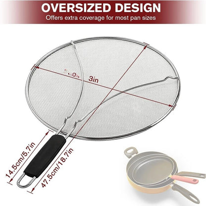 13 Inch Stainless Steel Splatter Guard for Various Cookware
