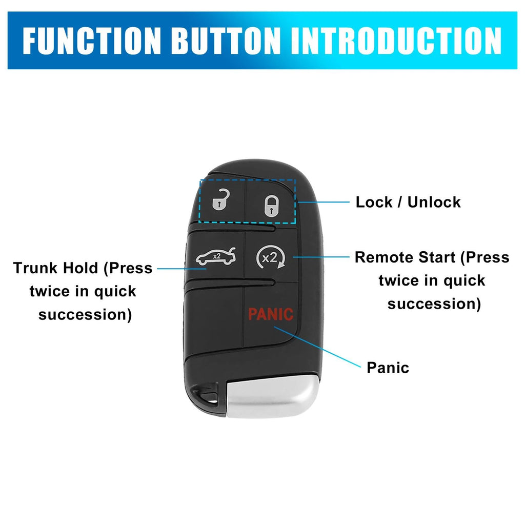 Car Key Fob Shell Case Replacement for Dodge Journey Challenger (2008–2019)