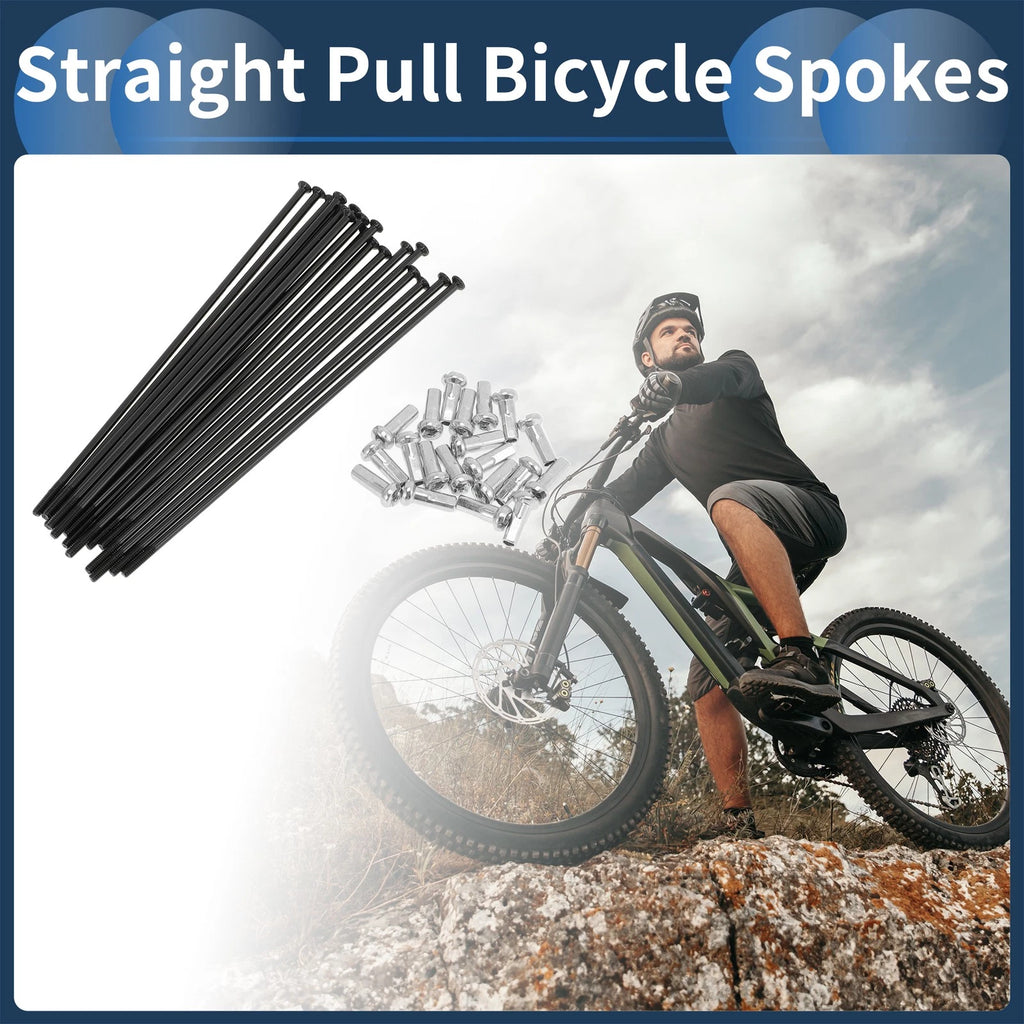 Bicycle Spokes Straight Pull Set 105mm for 14G Black (All Makes) (—–—)