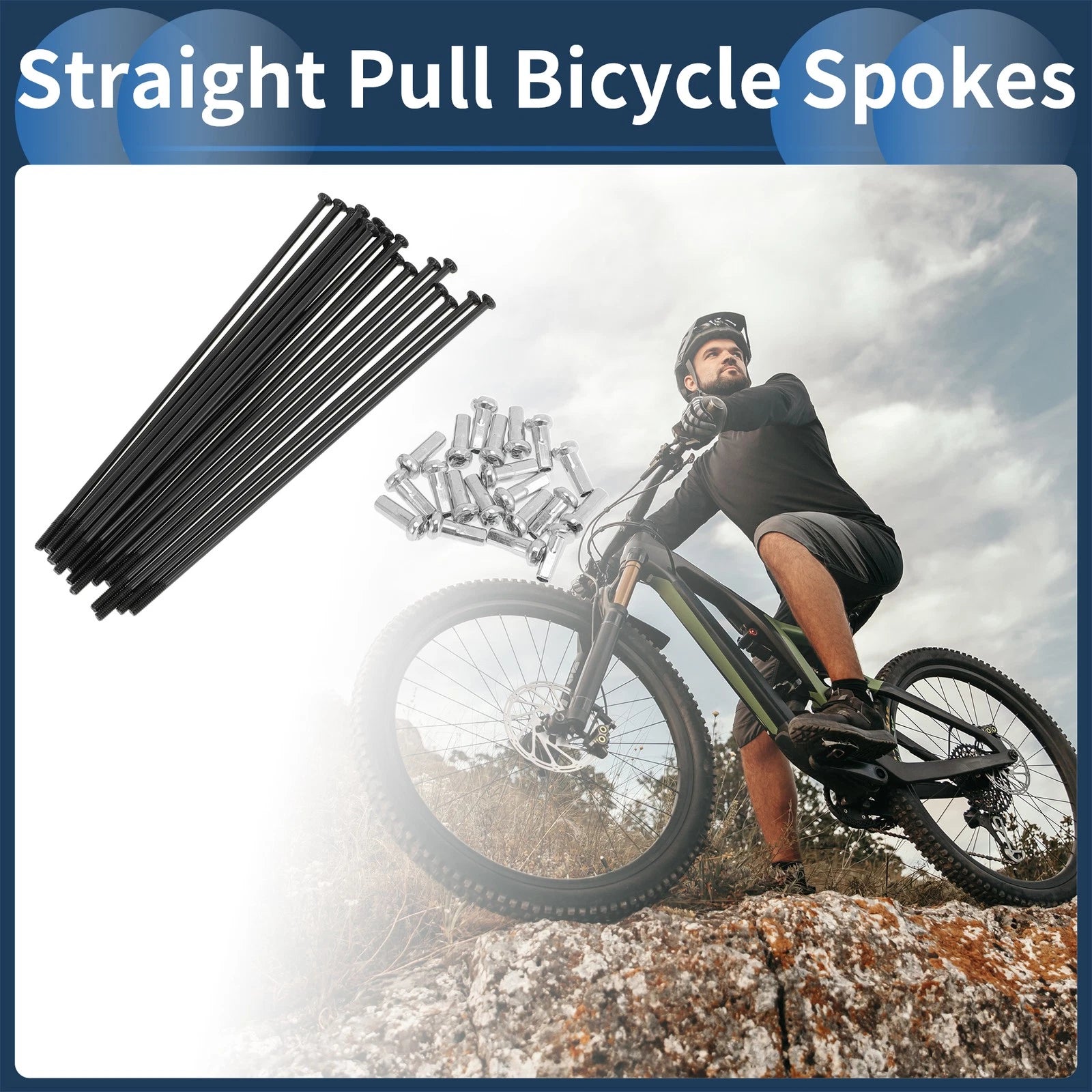 Bicycle Spokes Straight Pull Set 105mm for 14G Black (All Makes) (—–—)