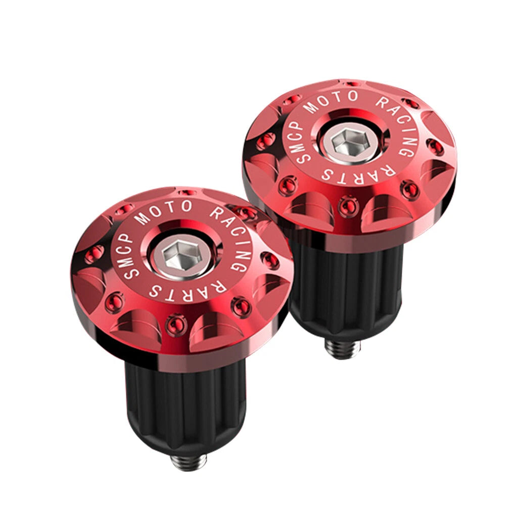 7/8" Motorcycle Dirt Bike Handlebar Grips with End Cap Plugs - Red