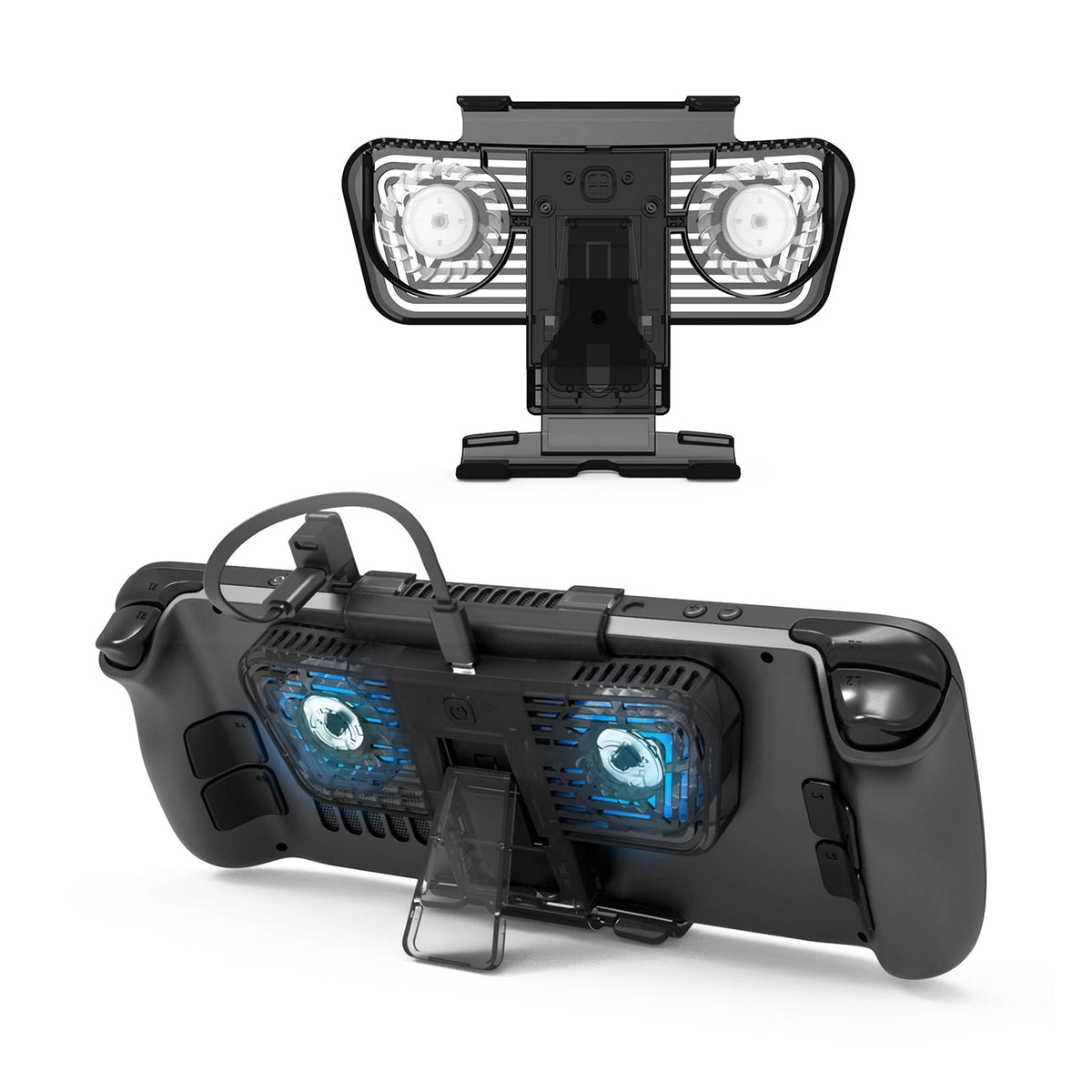 2 Blue LED Fan Cooling Holder Bracket for Steam Deck/Switch/OLED