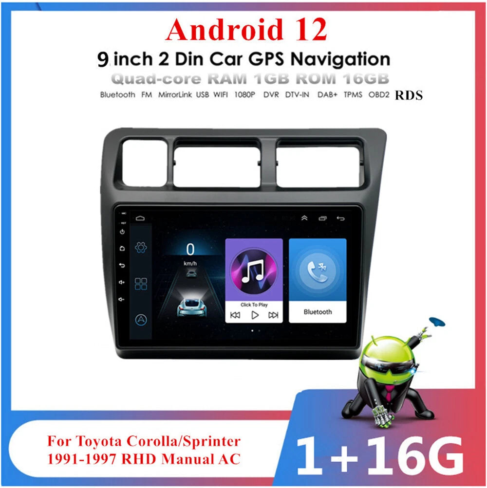 9'' Android Stereo Navi GPS For Toyota Corolla/Sprinter 91-97 RHD Manual AC only