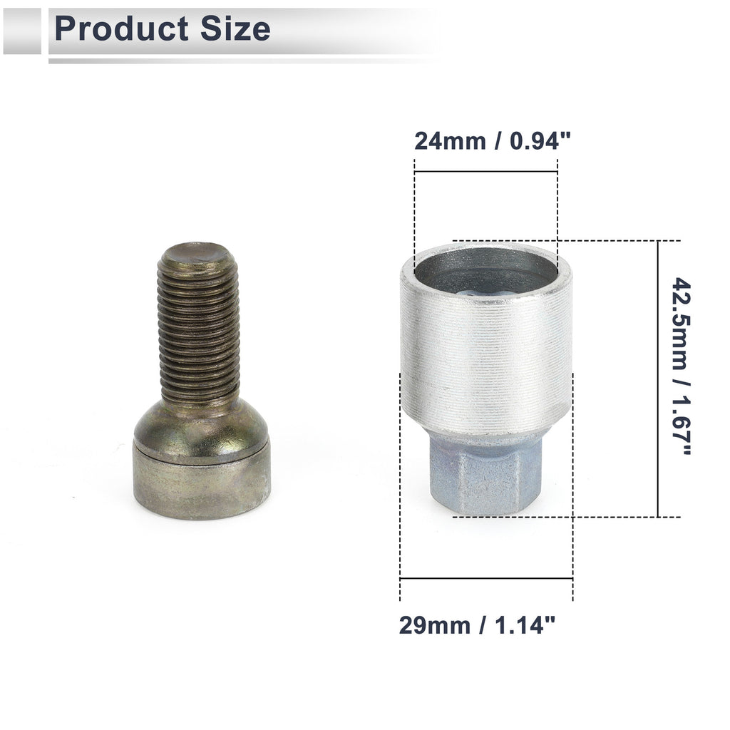 Wheel Lock Lug Nuts Bolt Kit for Audi A4L A5 (Type A) (2009–2017)