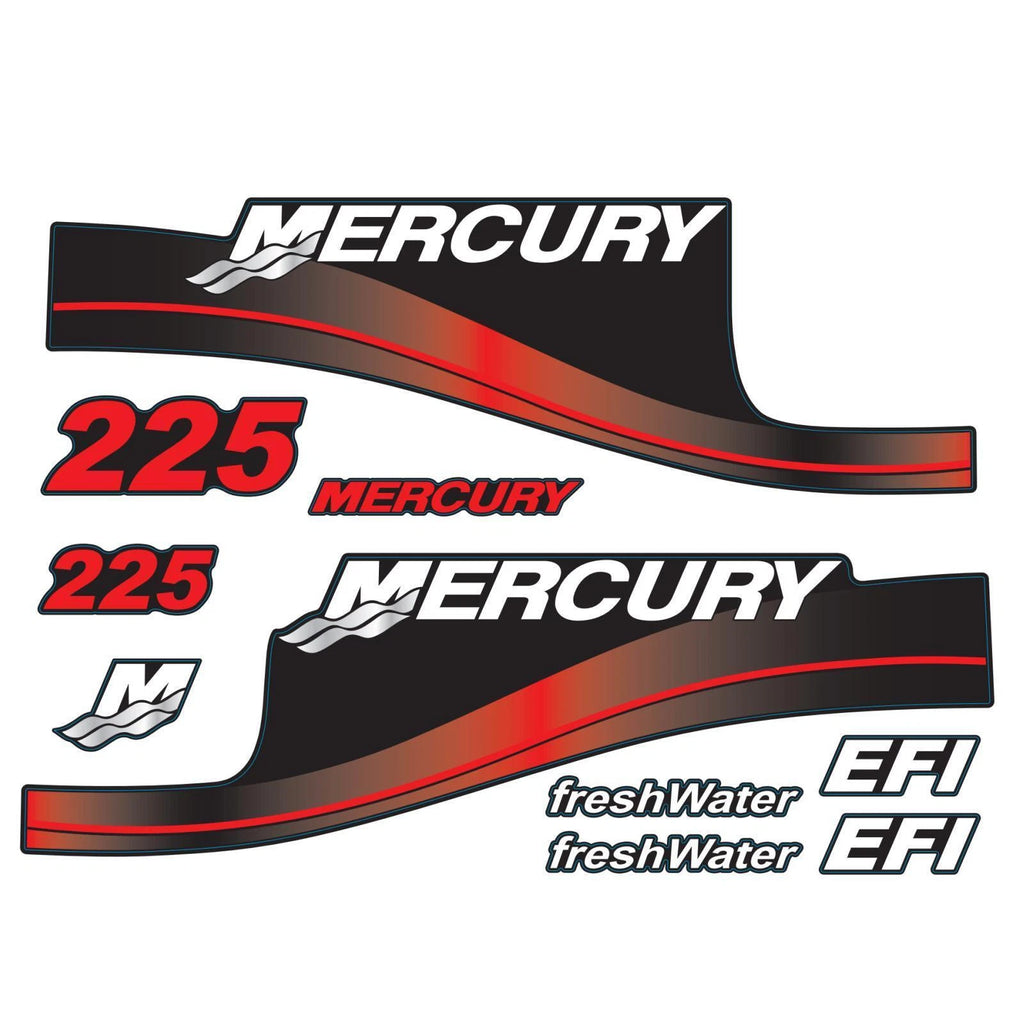 Decal Set for Mercury 225 HP Outboard Motor (FreshWater EFI)