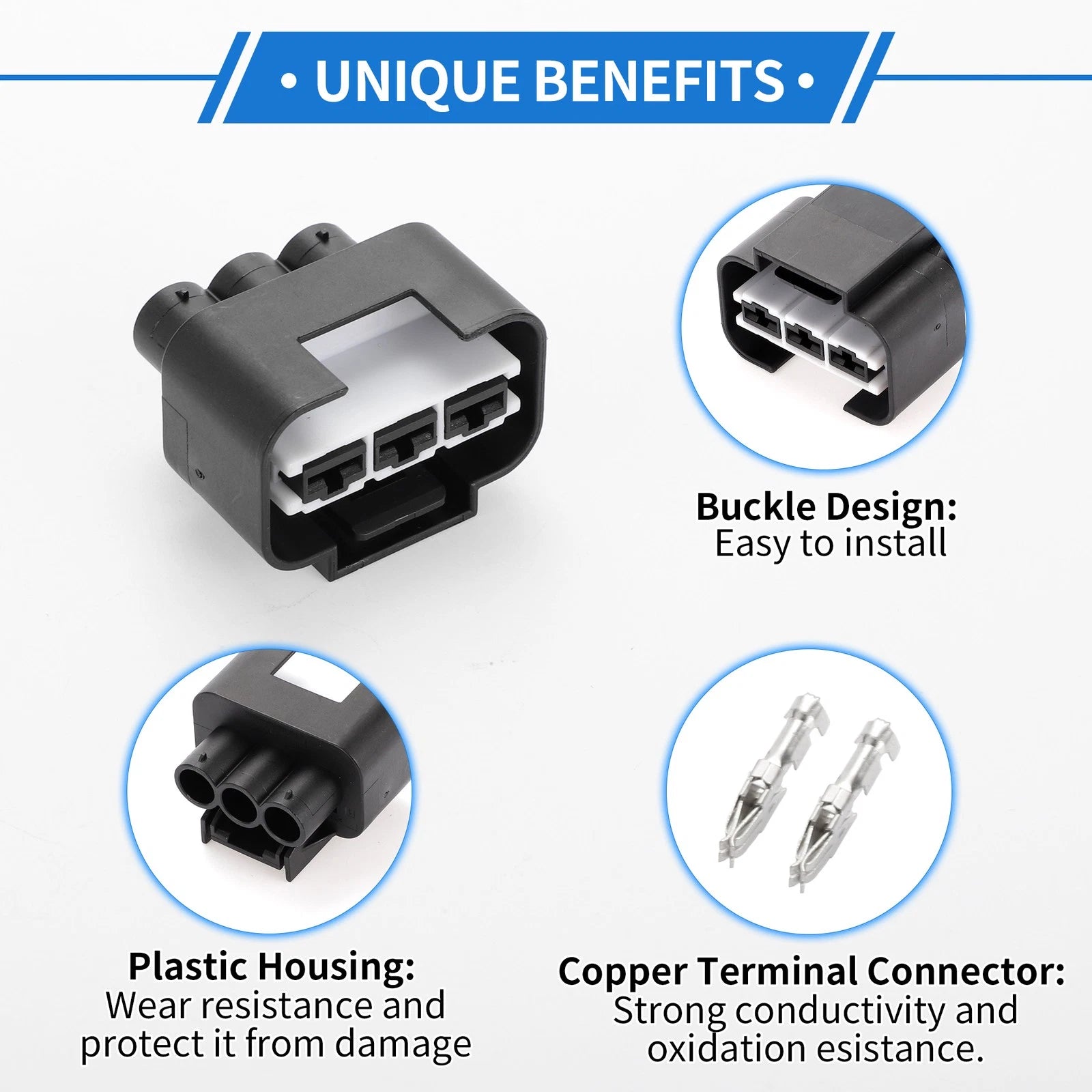 3 Pin Radiator Cooling Fan Connector Plug for Hyundai Kia (1 Set 2011–2019)