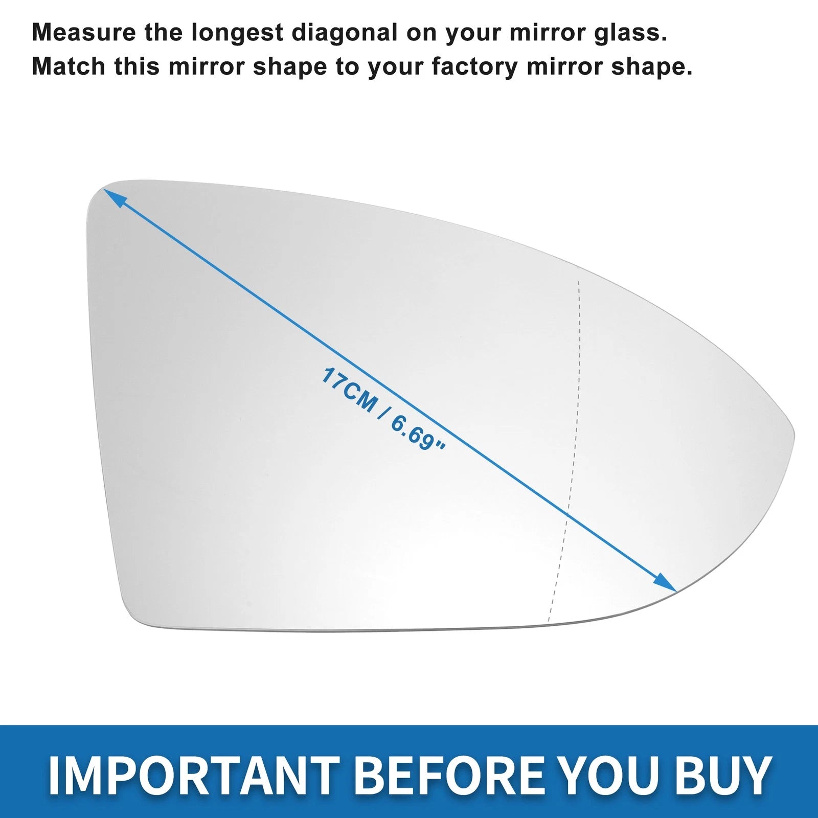 Heated Right Side Mirror Glass Replacement for Volkswagen Golf MK7 (2013–2020)