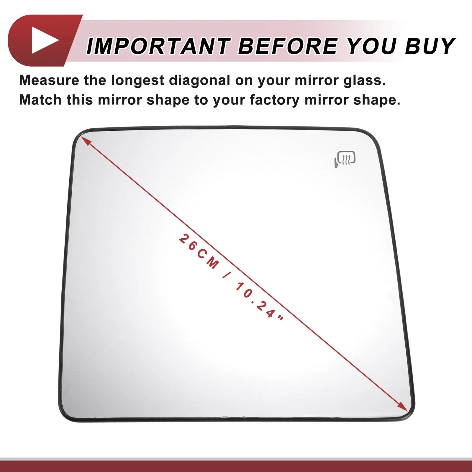 Heated Right Passenger Side Upper Tow Mirror Glass Replacement for Ford (2009–2016)