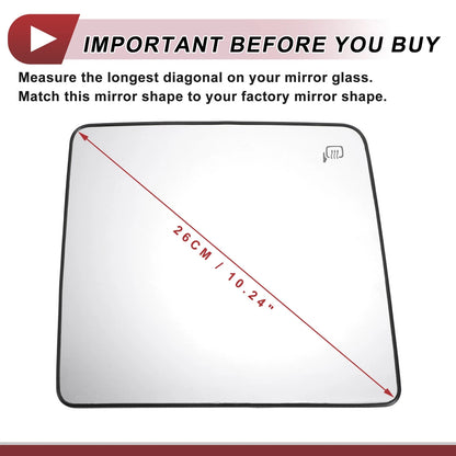 Heated Right Passenger Side Upper Tow Mirror Glass Replacement for Ford (2009–2016)