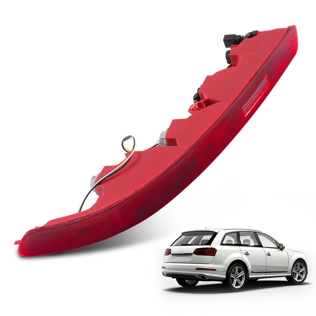 Left Side Rear Bumper Reflector Tail Light Red with Bulbs for Audi Q7 (2006–2015)