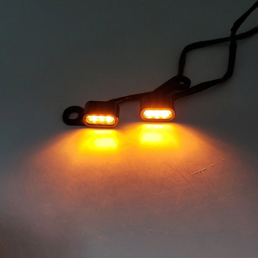 2x Front turn signal light mini light for harley 1996-17 Dyna models Black+Smoke
