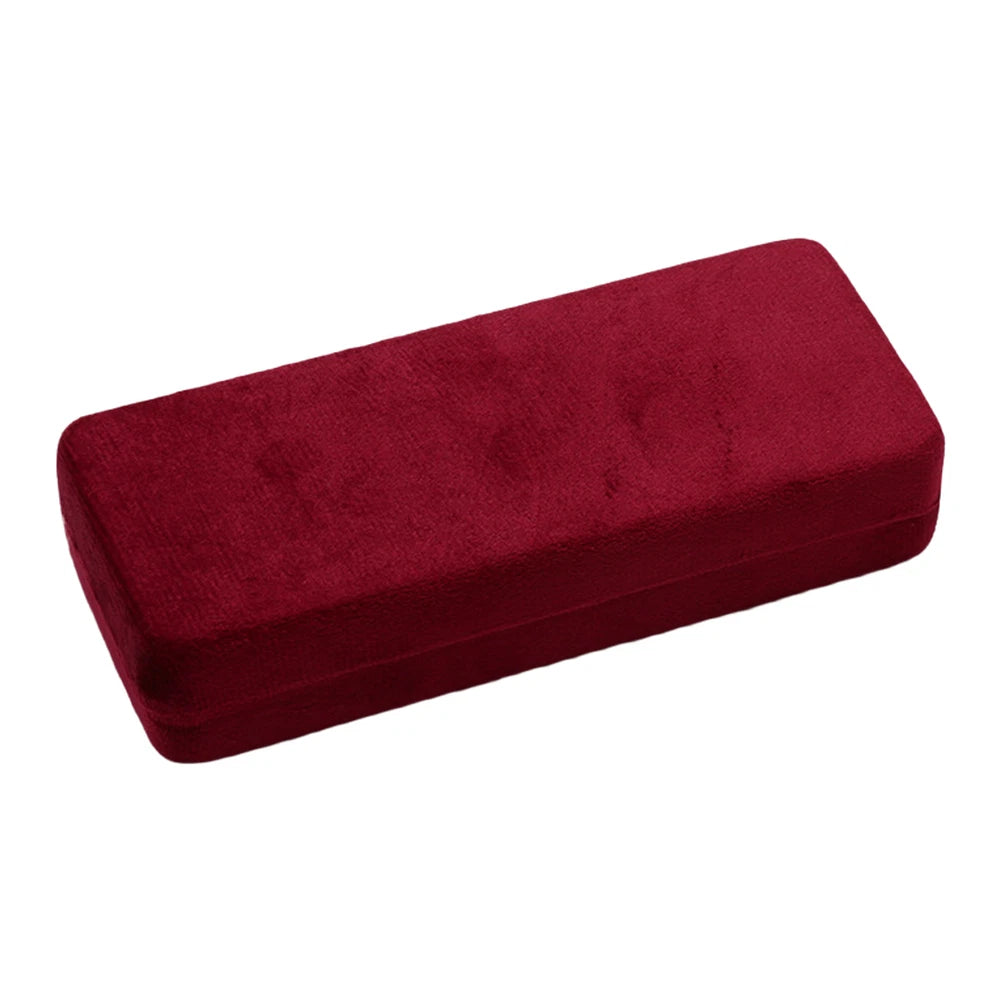 Compact Flocked Velvet Eyeglass Case with Metal Support Structure