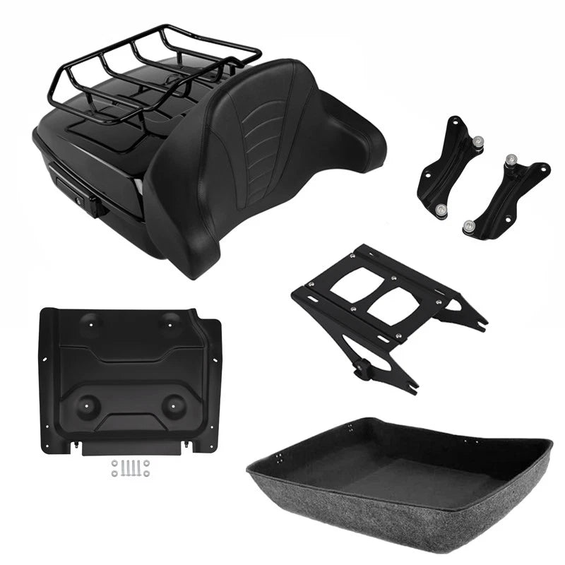 Black Chopped Trunk Backrest Rack for Harley Touring (2014–2026)
