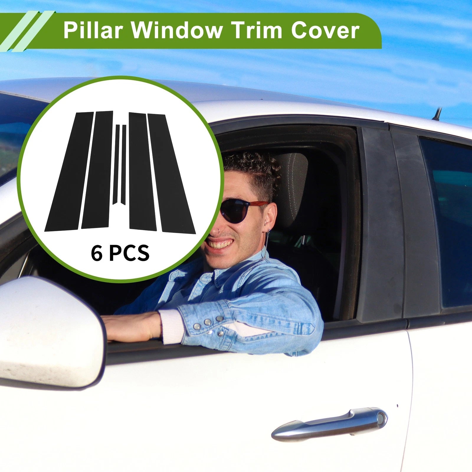 6 Pcs Pillar Window Trim Replacement for Chevy Equinox (2010–2017) Black